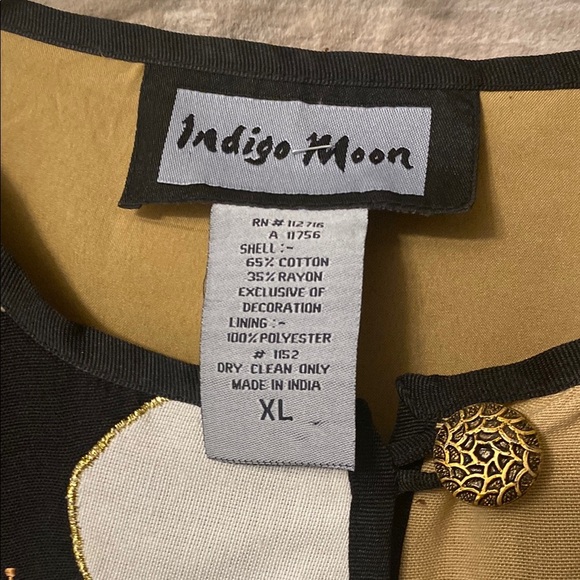 Indigo Moon Jacket Button Front Top Womens XL Multicolor Pattern Flower Flawed - Picture 7 of 10